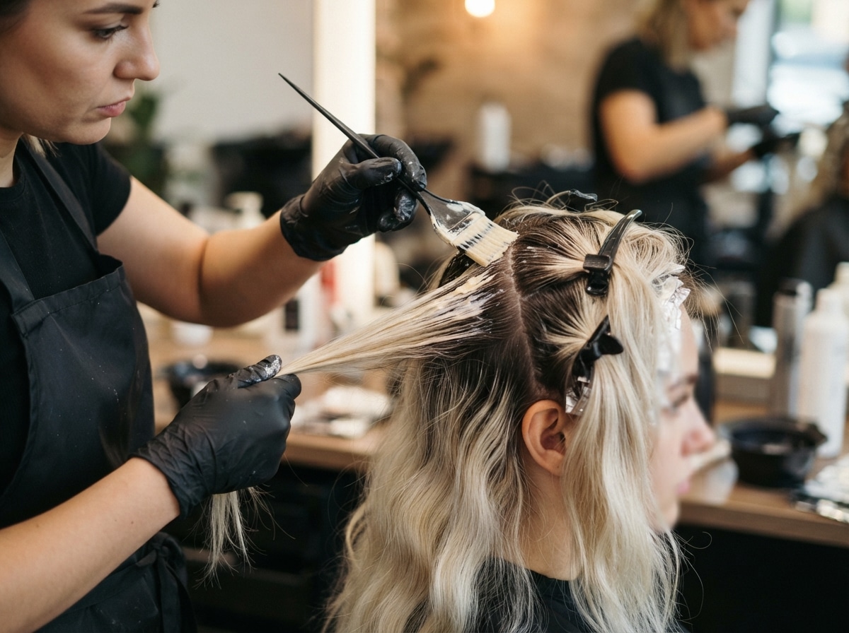 Blondierung und Ansatzfärbung