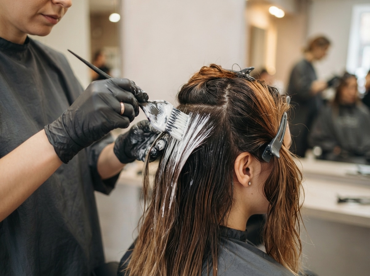 Blondierung auf gefärbten Haaren