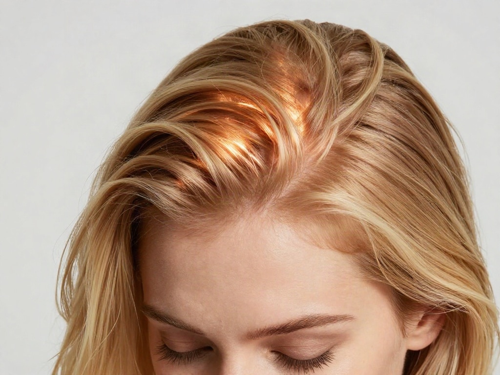 Blondierung am Oberkopf