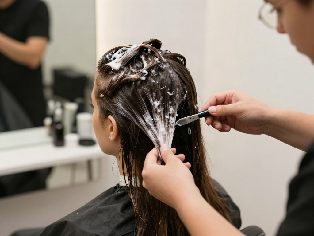 Blondierung auf schwarzer Haarfarbe